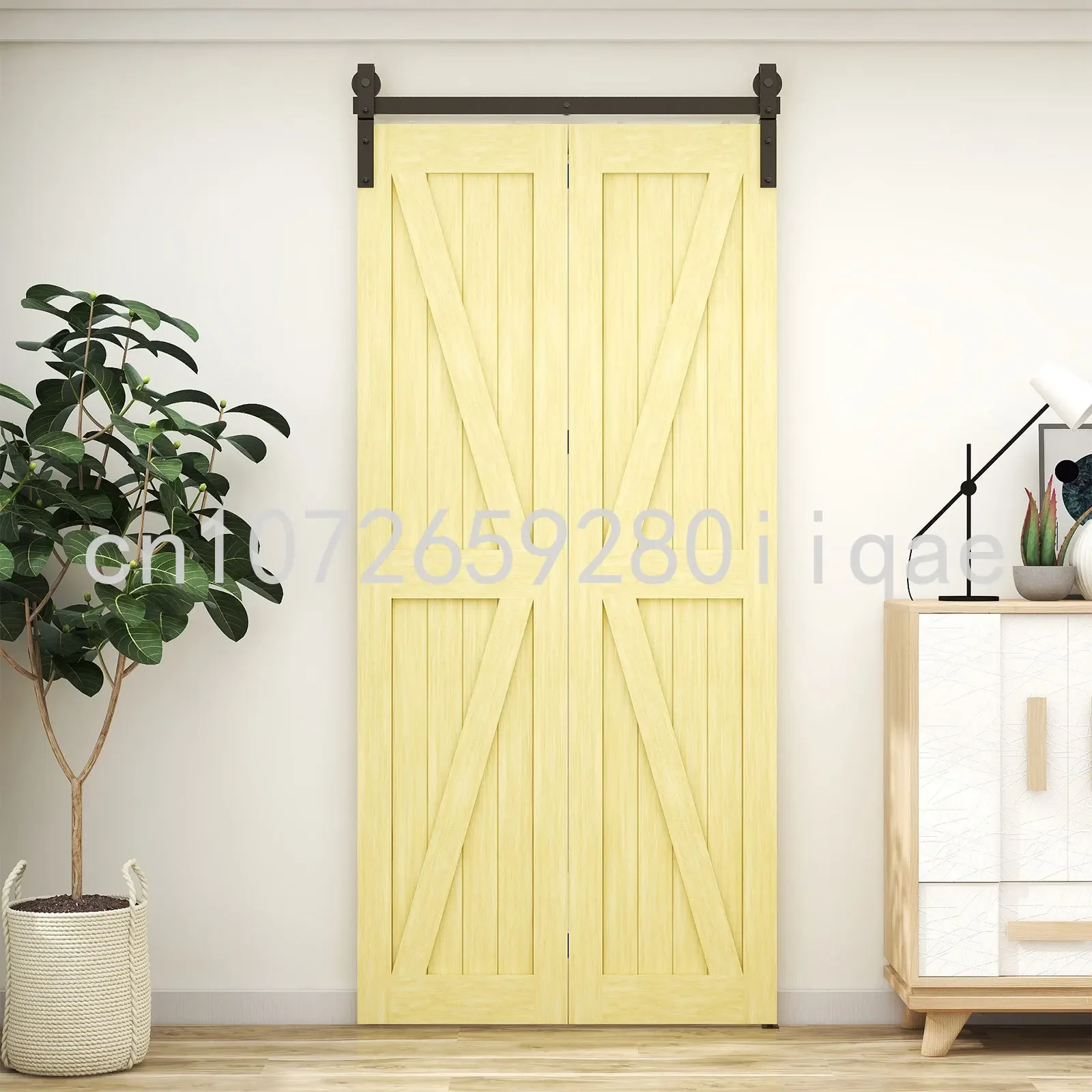 

Bi-Folding Sliding Barn Door Hardware Kit Heavy Duty Roller Track Kit for 2 Doors No Doors Smoothly Quietly Easy to Install