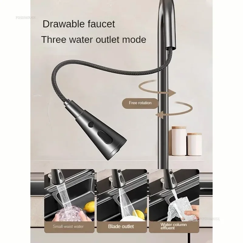 Creative Raindance Waterfall Sinks for Hotel Simple Designer Kitchen Sinks for Farm Modern Thickened Metal Durable Kitchen Sink 4