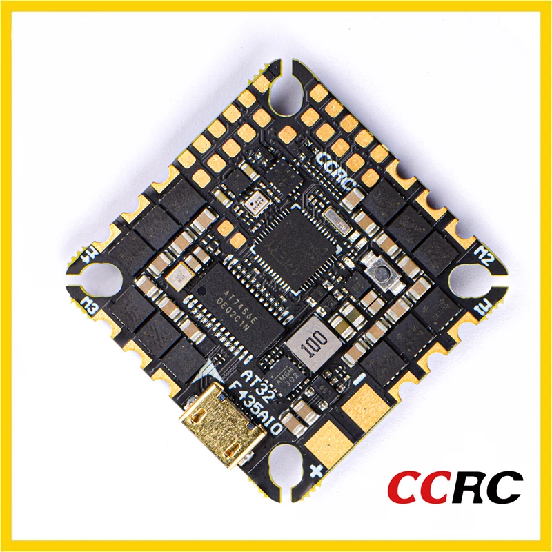 

CCRC AT32F435 AIO 40A Flight Controller BLHELI32 ESC ICM -42688-P 25.5X25.5mm 2-6S for FPV Freestyle Drones