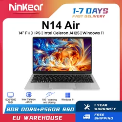Ninkear N14 Air Laptop 14-inch IPS FHD Screen Intel Celeron J4125 Processor 8GB DDR4+256GB SSD Windows 11 Office Study Laptop