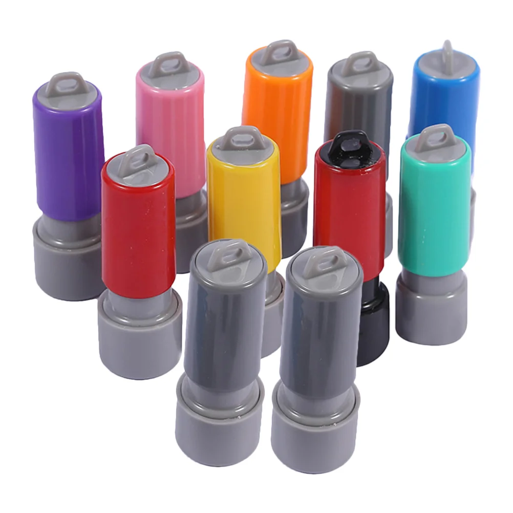 10pcs Blank Ink Stamp Diy Stamp Seal Seal Case With Ink Pad Diy Seal Case Making Tool flamingo stamp pad ink blue 30 ml