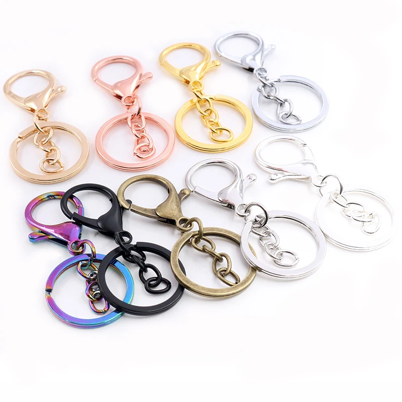 5 teile/los 30mm Kette Schlüssel Ring Lange 70mm Beliebte klassische 8 Farben Überzogene hummer-haken schlüssel haken kette schmuck machen für keychain