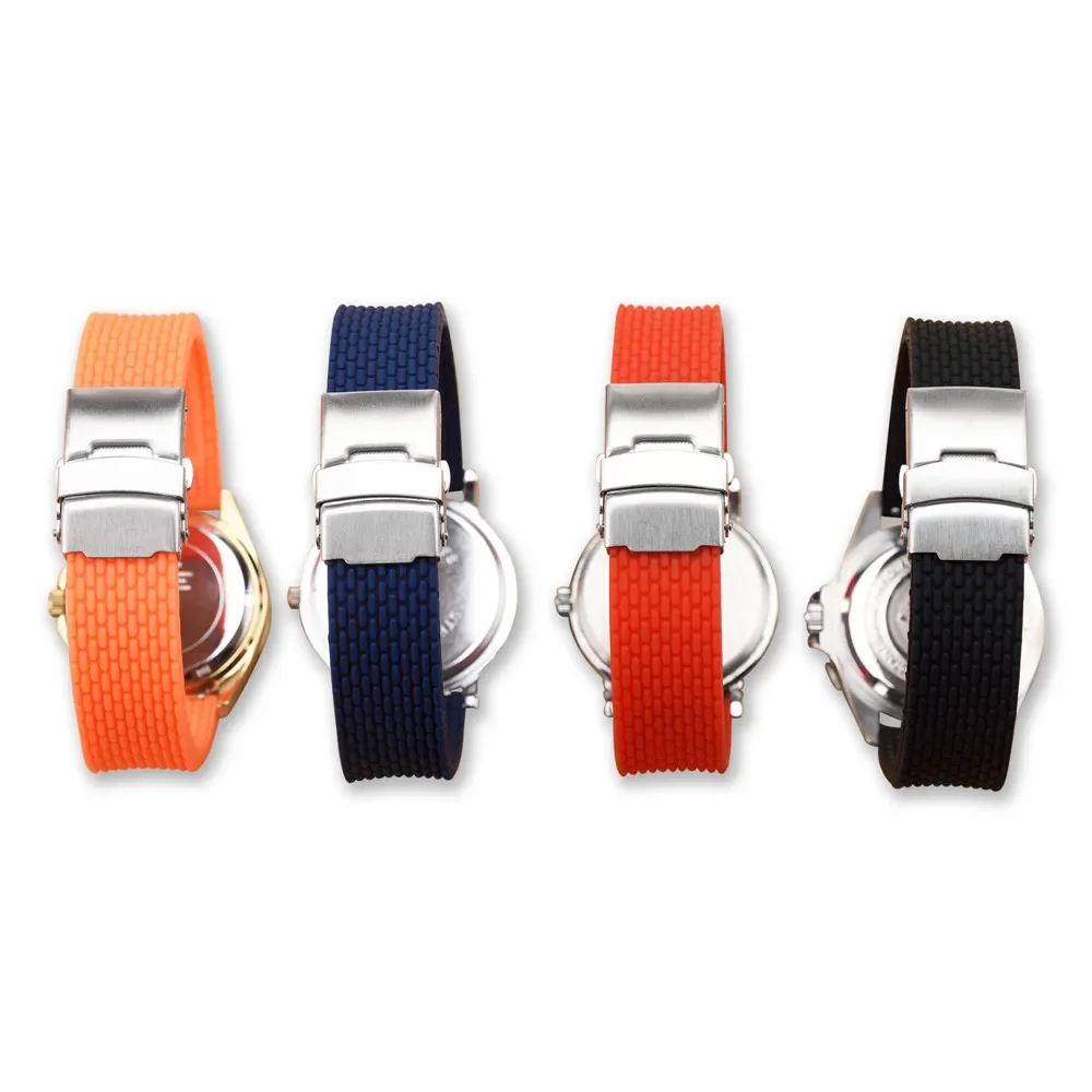Universal Waterproof Silicone Watch Strap with Quick Release Folding Buckle – Available in Multiple Sizes