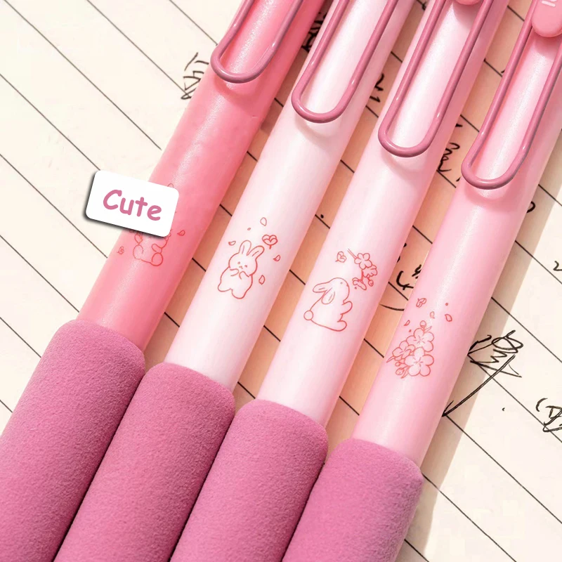 학생용 사쿠라 젤 펜 세트, 블랙 리필 필기펜, 소프트 터치 문구, 학교 사무용품, 0.5mm, 4 개/팩