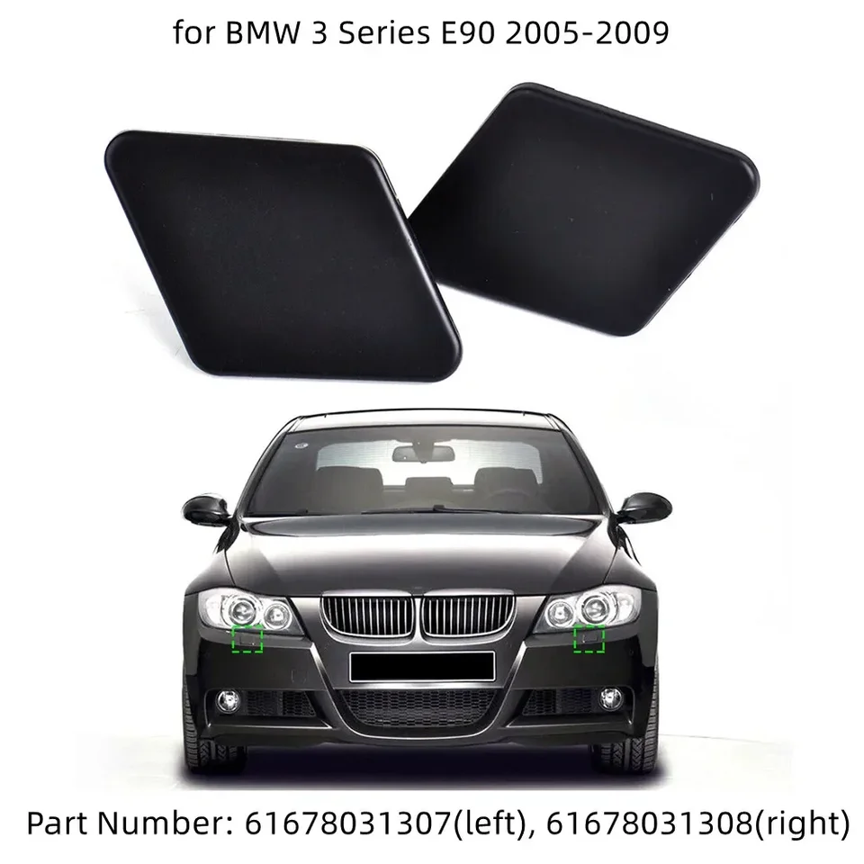 Tappi Copri Ugelli Lavafari Per BMW Serie 3 E90 2005-2009 - Nero, OEM 61678031307/08 - Foto 10