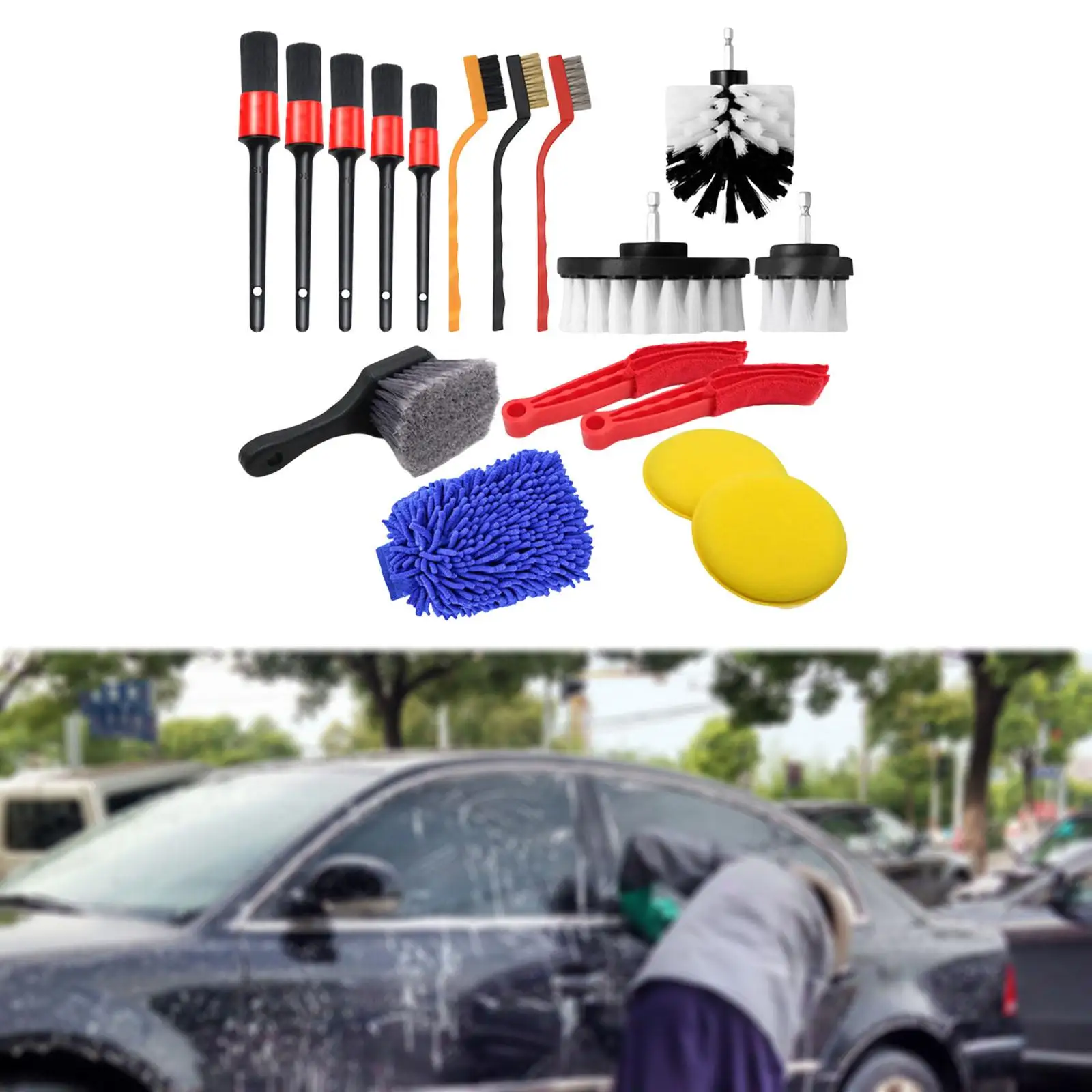 17pcs Car Cleaning Kit, Pink Car Interior Detailing Kit with High