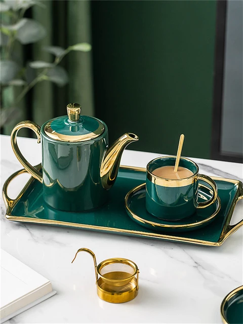 Tea Set Coffee Cup Set Tea Cup Set 8pcs Nordic Luxury Teacup Set Ceramic  with Tray Coffee Cup Tea Classic Home Afternoon Tea Set Kitchen Supplies