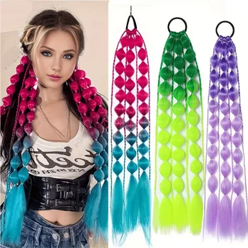 Synthetic Braiding Hair ponytail female colorful  light braid cage bubble braid fashion stage and party braid for women and kids 1