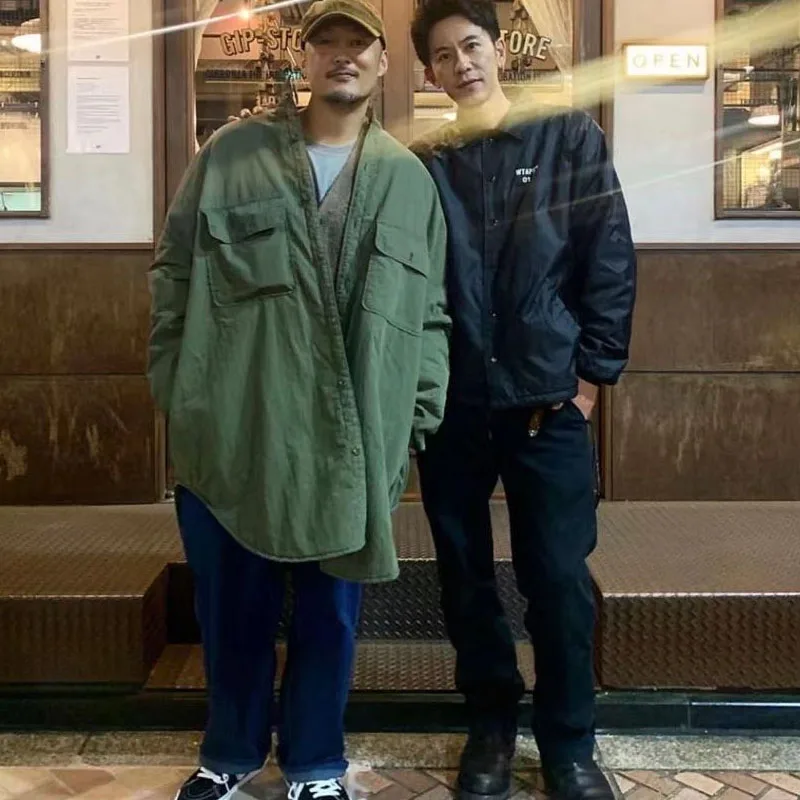 New Arrival Vintage KAPITAL Simple Mid Length Loose Cotton Jacket for Men Casual Thick Winter Oversized Parka Coat Japan Style