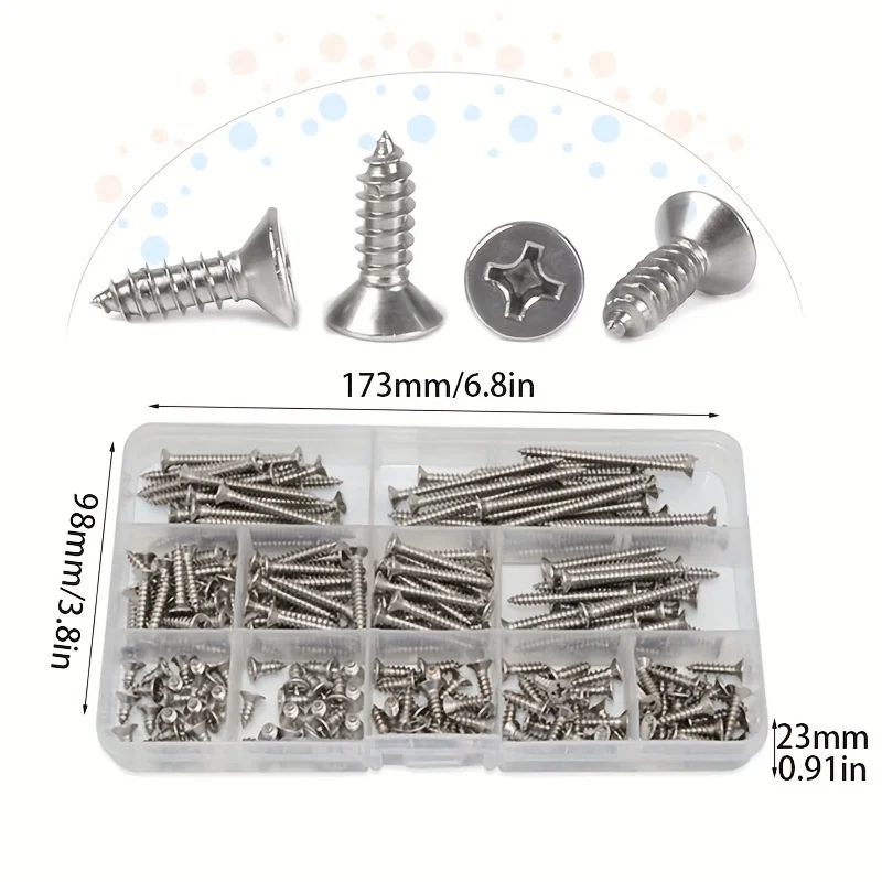 M4 stainless steel cross countersunk head self tapping screw set flat head cross