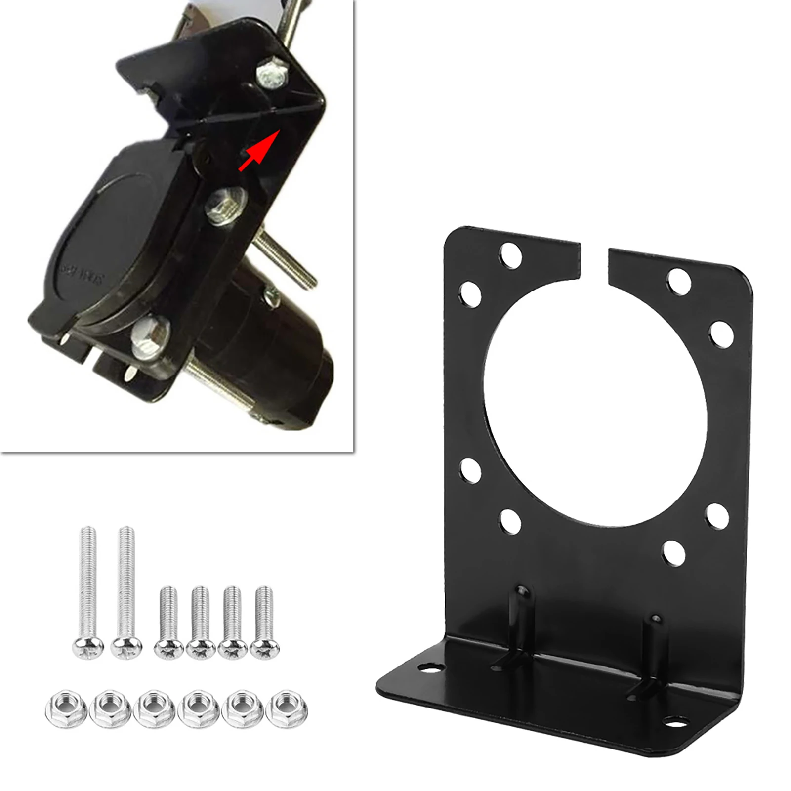 Black Metal Mounting Bracket Holder for 7 Pin Caravan Towing Trailer Connector Plug Socket trailer plug socket trailer plug holder