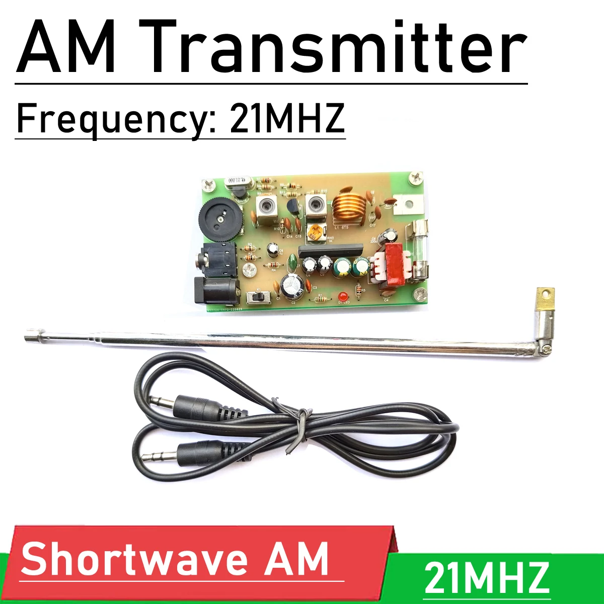 Shortwave AM radio transmitter board 21MHZ crystal W antenna kit campus