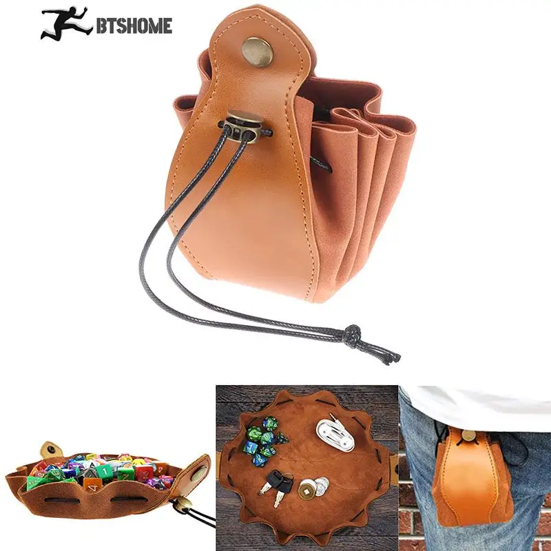 

DND Leather Bag Dice Bag Tray Celtic Designs Cute Drawstring Pouch for Roleplaying RPG Gift Ideas Coin Purse