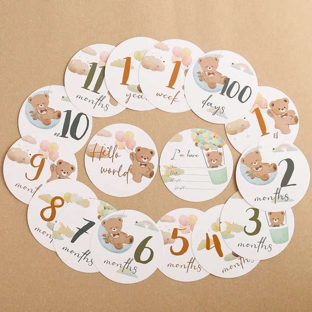 Baby Paper Milestone Number Monthly Memorial Cards Baby Engraved Age Photography Props Accessories For Newborn Birthing Gift 1