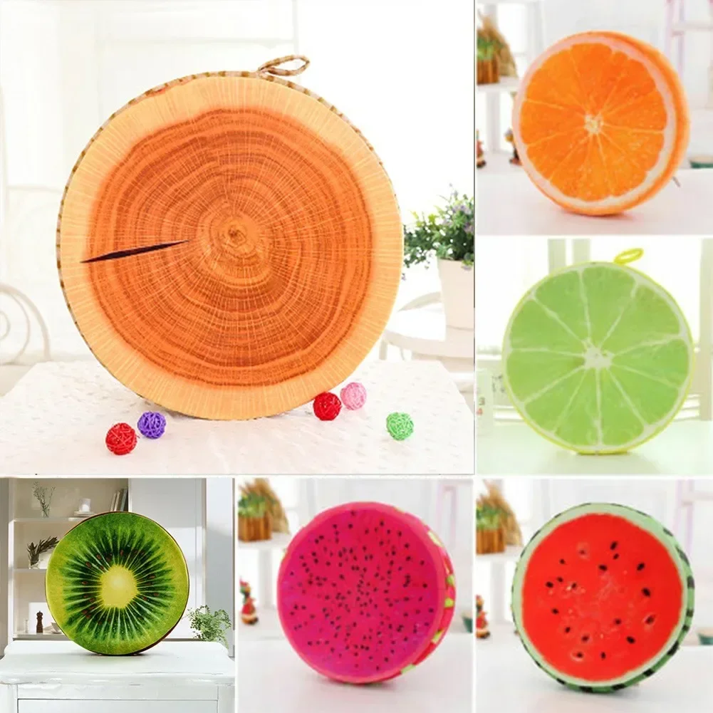 Fruit-Shaped Outdoor Decorative Round Seat Cushion - 33cm Plush Garden Chair Pillow