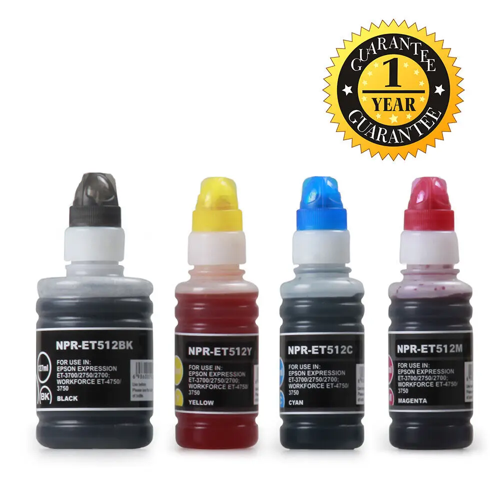 

4PK Epson T512 EcoTank Ink Bottles ET-3700 ET-2750 ET-2700 ET-4750 ET-3750 KCMY
