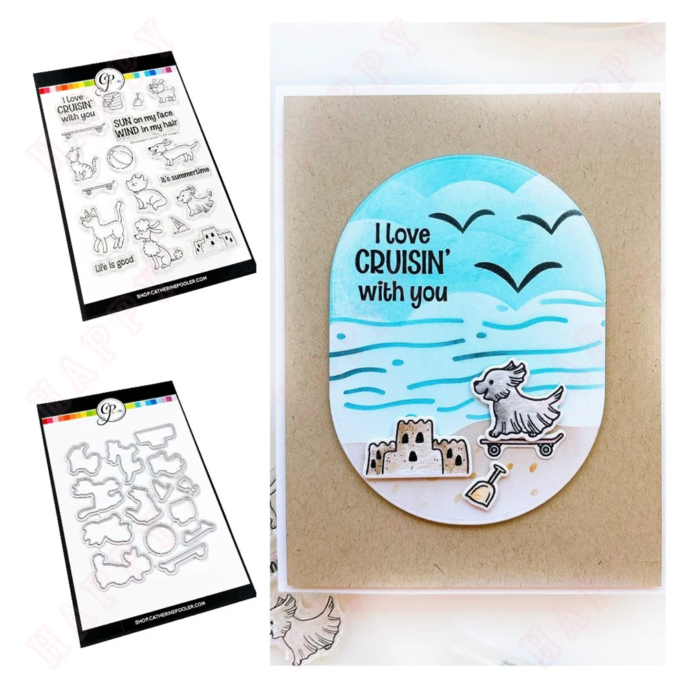 

Boardwalk Cruisers Metal Cutting Dies Mold Craft Decoration Scrapbook Embossing Template DIY Greeting Card Handmade 2024 Holiday