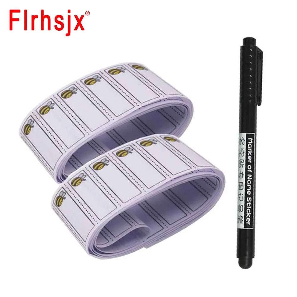 Clothing Labels Name Tags Garment Labels 100/200Pcs Washable Iron On Name Labels + 1pc Free Pen Bee Pattern Labels For Clothes For Child DIY
