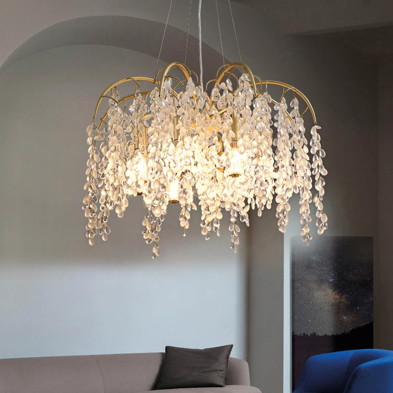 Modern Led Chandelier Ceiling Chandelier Luxury Living Room Indoor Crystal Lamp Golden Homeware Gloss