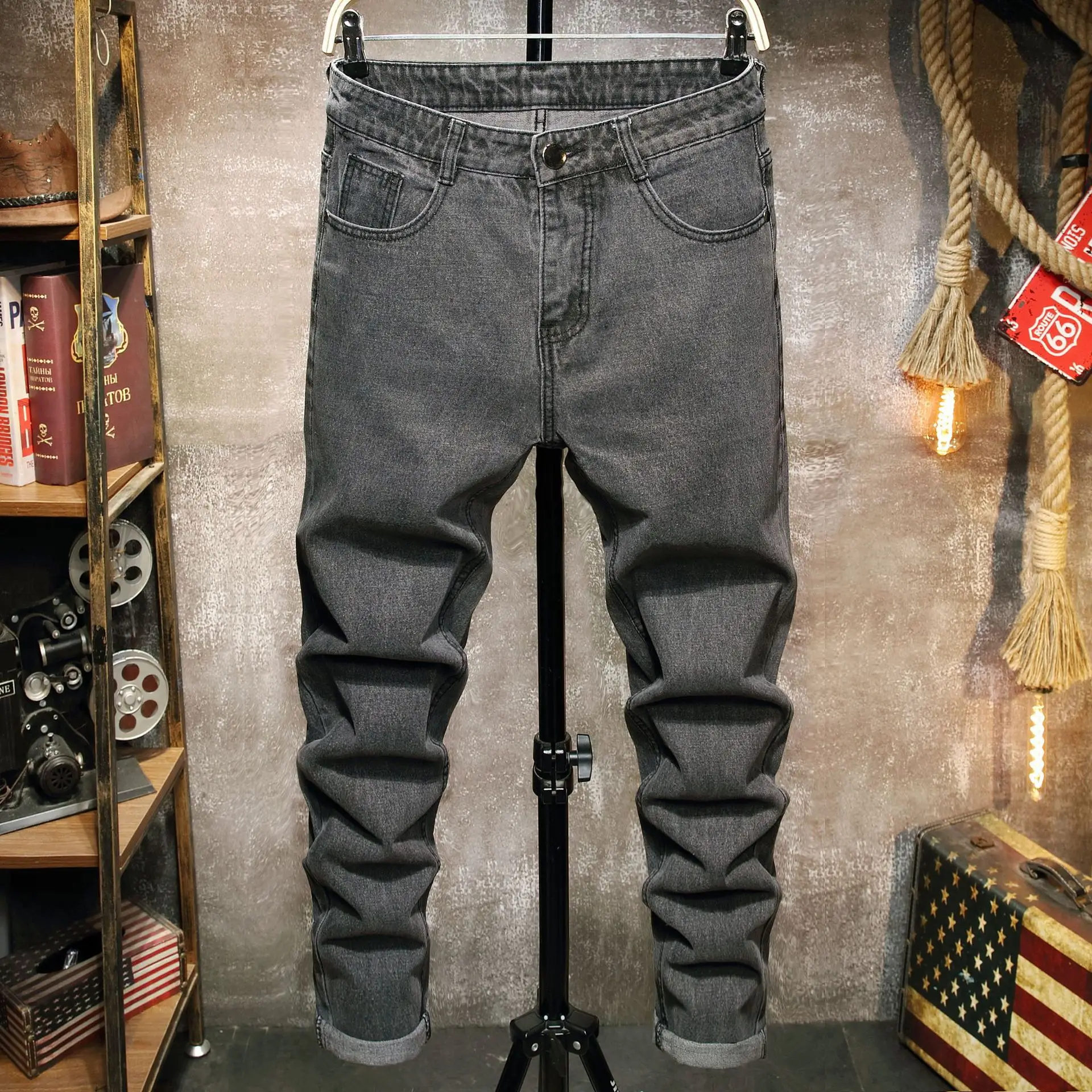 Motorcycle men jeans new products men trendy European and American fold men jeans biker jeans