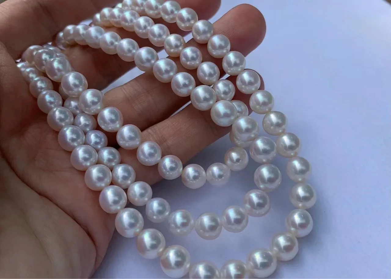 

Beautiful AAAAA+ 9-10mm natural south sea White pearl necklace 18inch