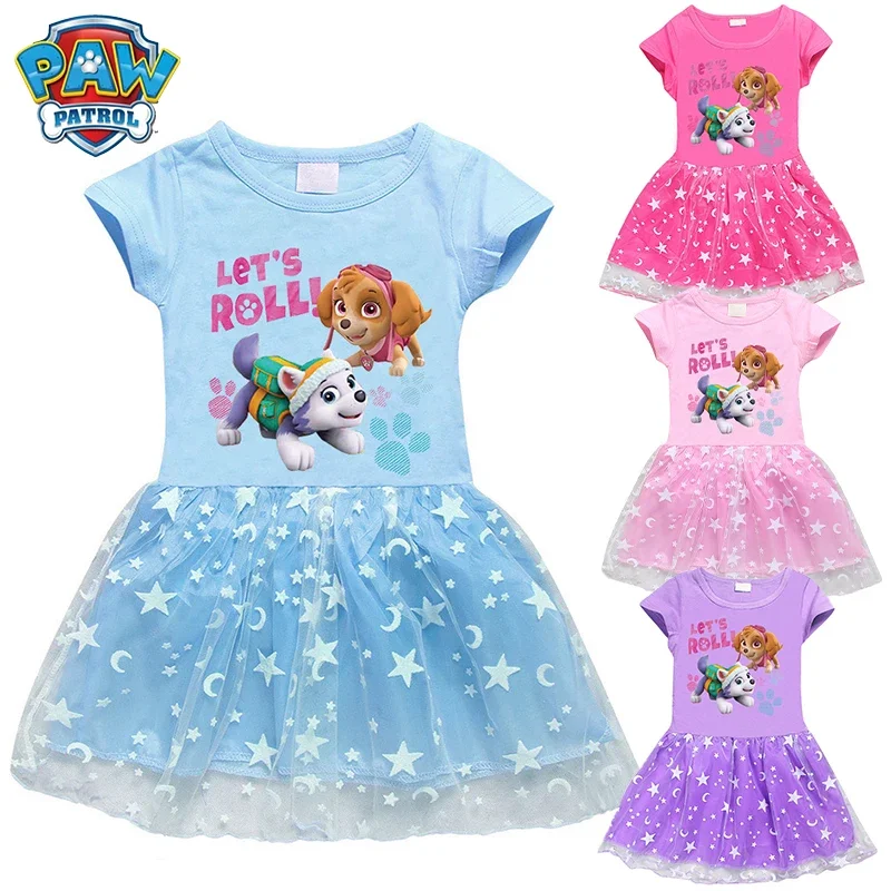 Paw Ronds Girl Dress Baby Pink Party Princess Dress For Baby Neonato Clothes Cosplay Princess Dress Kids Dresses Girls Gift