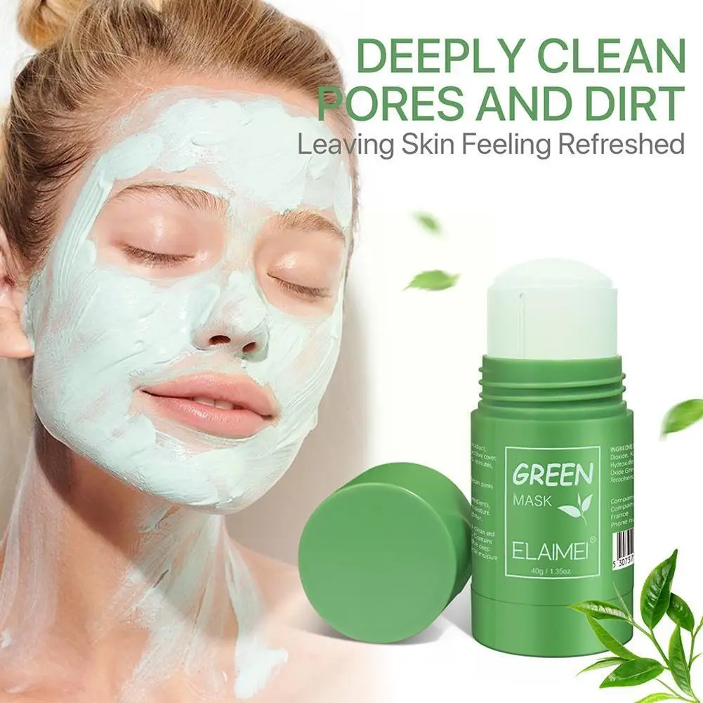 

Green Tea Deep Cleansing Pores Clay Stick Mask Cleans Whitening Care Tea Mask Dirt Pores Face Hydrating Moisturizing F7W0