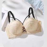 Soutien-gorge push-up demi-coupe pour femme, avec nœud froncé, grande taille, en dentelle, style bustier, pour poitrine généreuse, avec détails en dentelle discrète 6