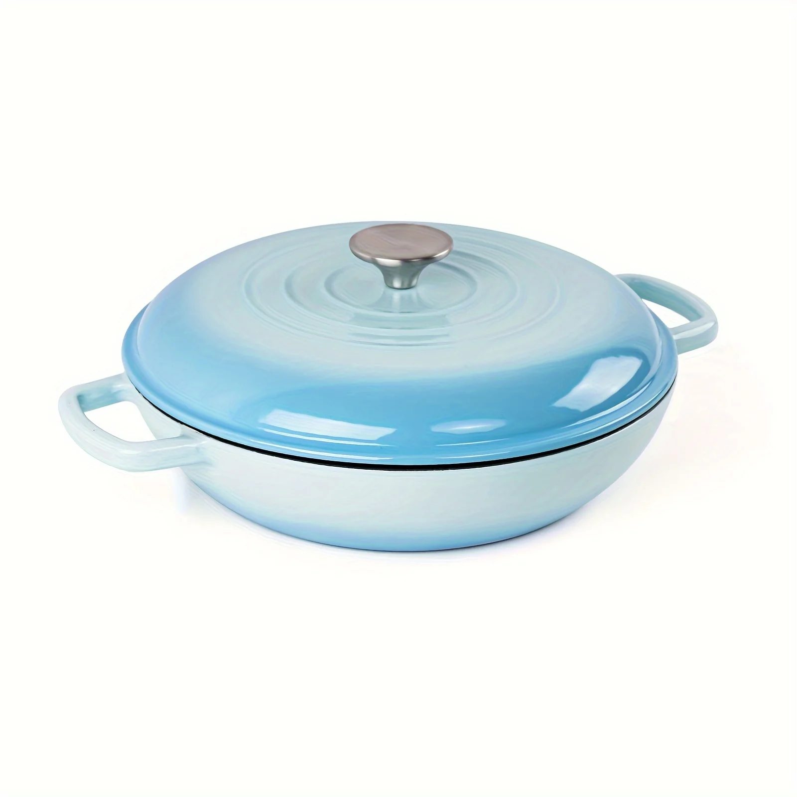 

1pc Premium 3qt Enameled Cast Iron Braiser Pan – 11 for Gas, Oven & Grill – Smooth Surface, Versatile Multi-Use, Compatible