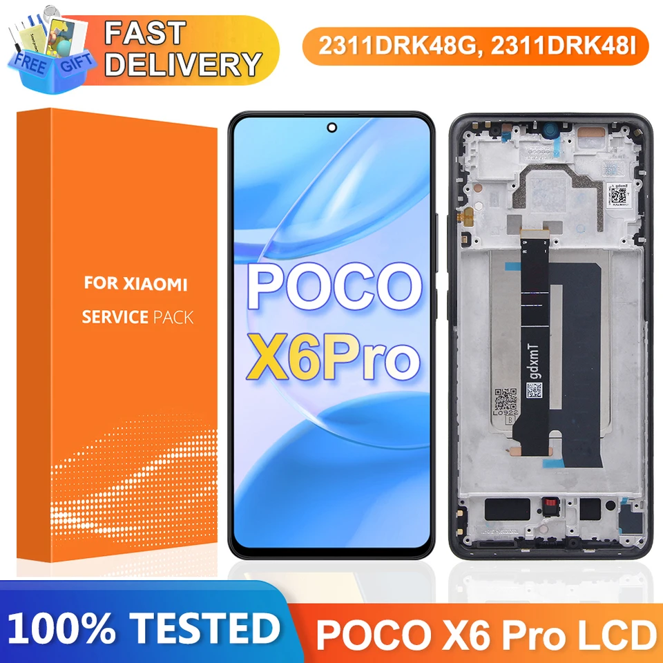 ERYNK TFT Display Für Xiaomi Poco X6 Pro 5G 2311DRK48G, 2311DRK48I LCD Display Touch Screen Digitizer with Werkzeugsatz
