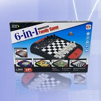 Multifunctional 6-in-1 Family Board Game Collection - Chess, Backgammon, Chinese Checkers, Ludo, Snakes & Ladders, Checkers 2