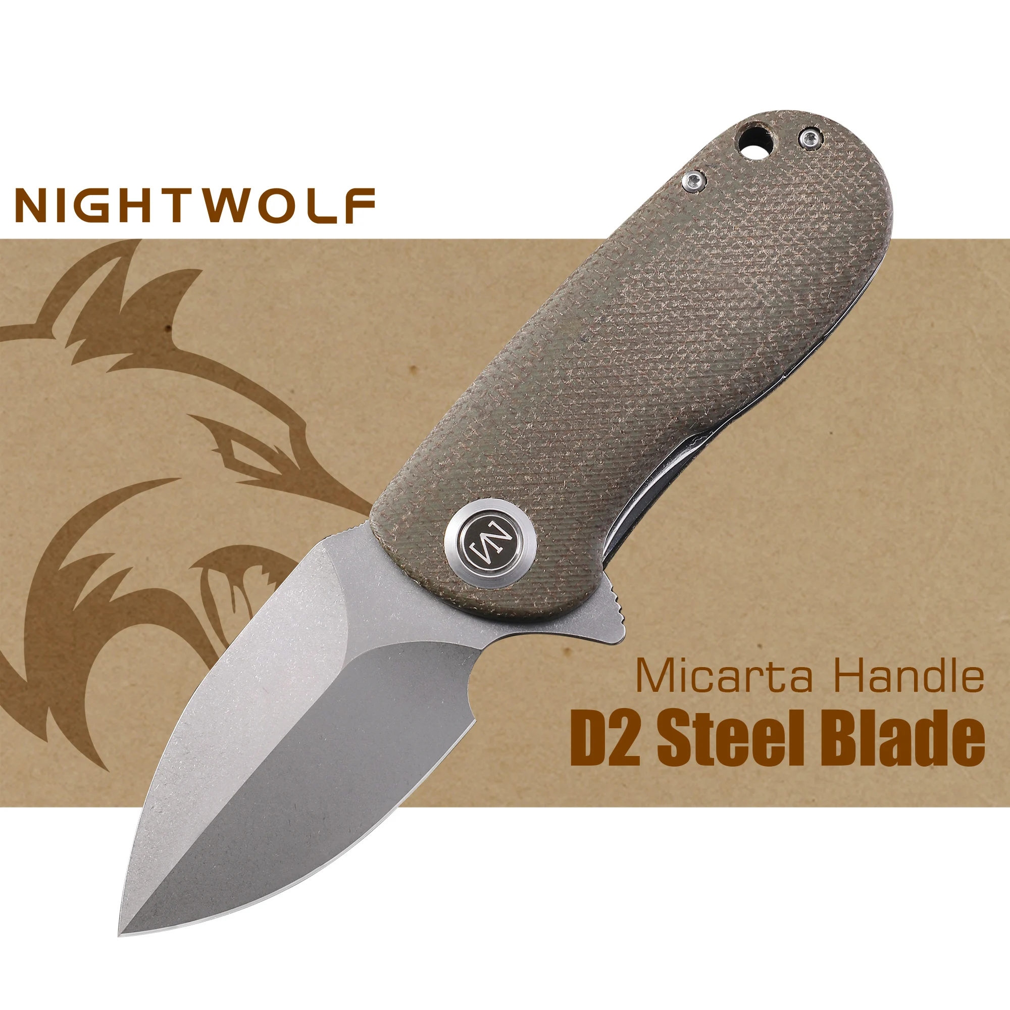 

Nightwolf N03 Pocket Folding Knife for Men EDC Tool Cold D2 Steel Blade Self Defense Camping Tactical Hunt Survival Outdoor Arma