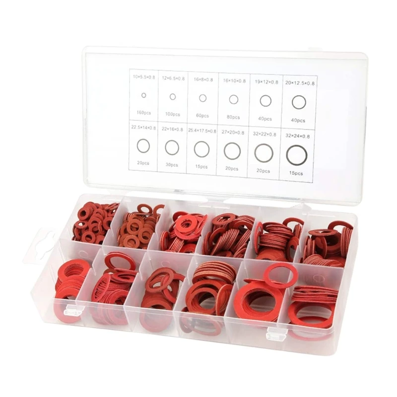 

600Pcs/set Gasket Spacers Washer Red Steel Paper Fiber Flat Insulation Kit