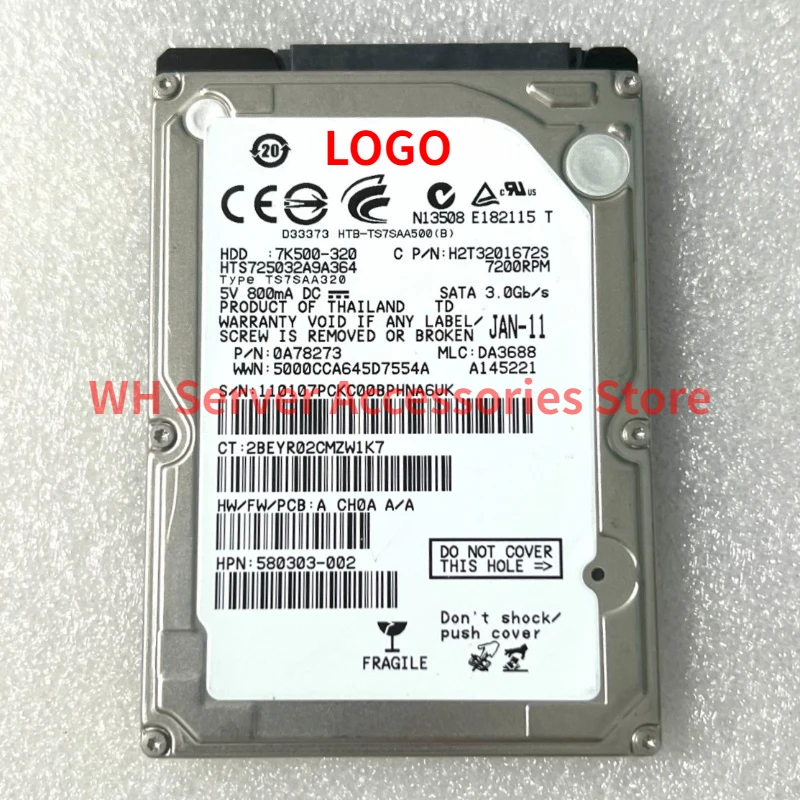 히타치 HTS725032A9A364 320GB 7200RPM SATA 3Gb/s 2.5인치 노트북 HDD 내장 하드 디스크 드라이브