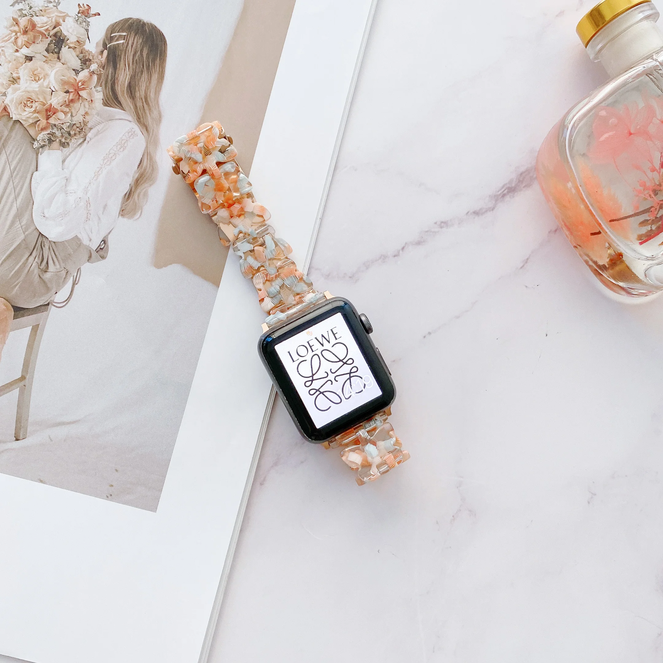 Resin Strap For Apple Watch Ultra 49mm 8 7 45mm 41mm 6 5 4 SE 44mm 40mm Women Butterfly Style Wristband For iWatch 3 42mm 38mm