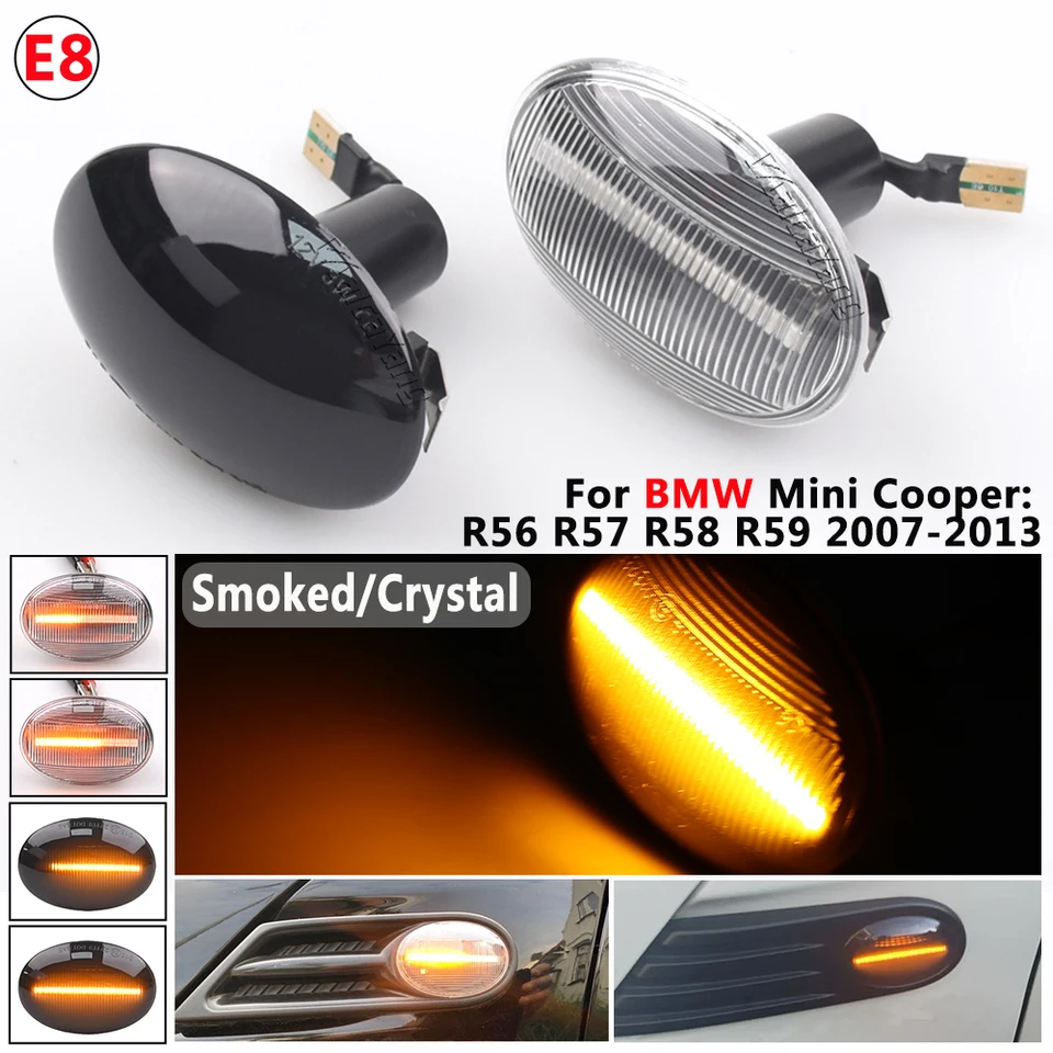 R56 Mini Cooper LED Sequential Side Marker Turn Signals For Mini Cooper R55/ R56/R57/R58/R59 - Smoked Lens, Plug & Play Mini Cooper LED Side Markers - Foto 5