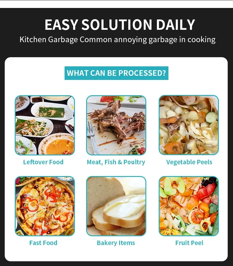 Description Picture 5 of itemHigh Efficiency Eco Friendly Food Disposal Food Waste Processor Garbage Recycling Equipment