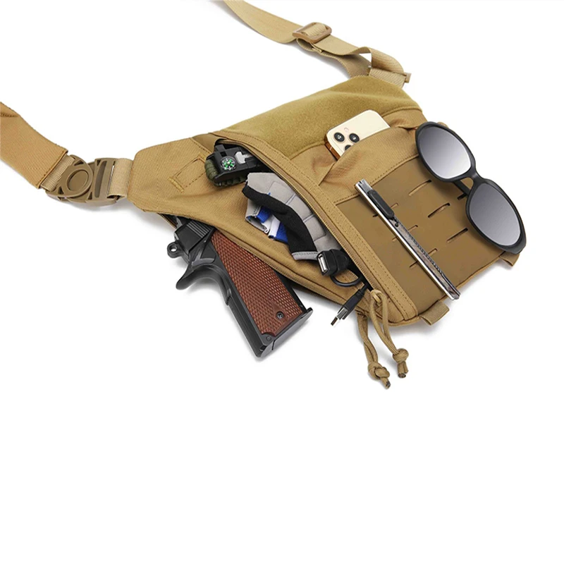 Borsa Tattica Da Petto Militare Nylon 1000D Con Fondina Nascosta Per Pistola E Accessori