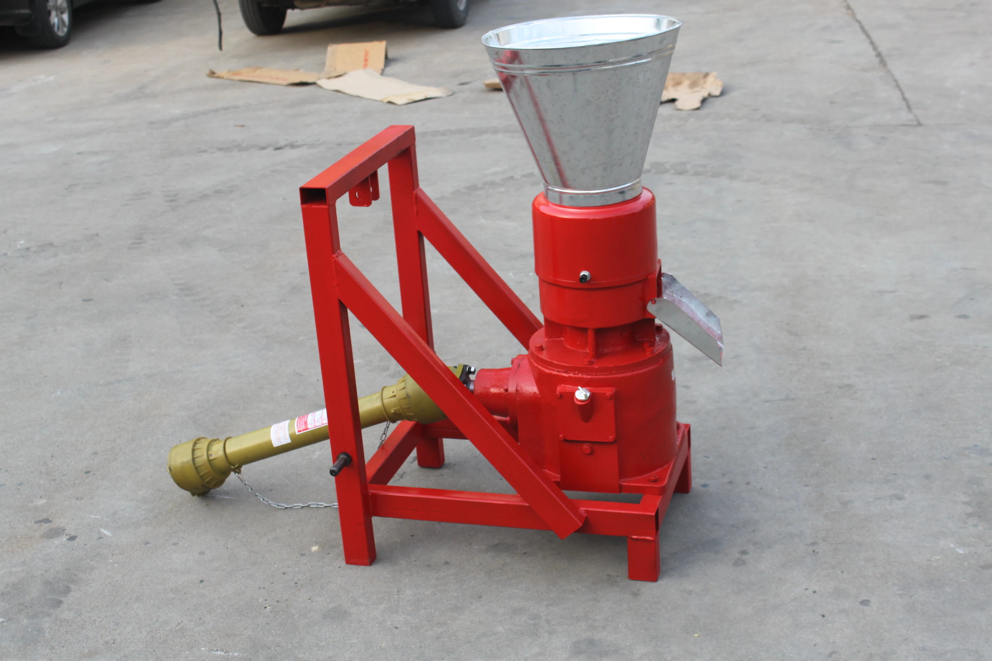 MKL229 MKL229P PTO type three moving rollers driven biomass wood pellet mill machine 6 mm die hole to door