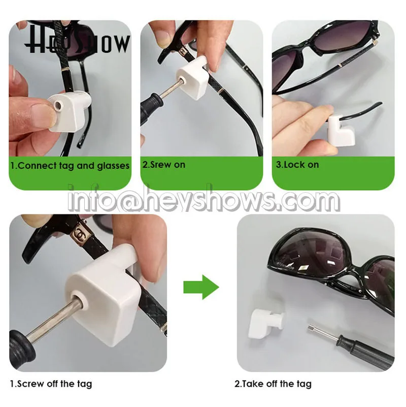 EAS AM or RF Universal Glasses Security Hard Tag, Plastic Anti Theft Label, Magnetic Buckle for Glasses in Retail Shop, 100 Pcs