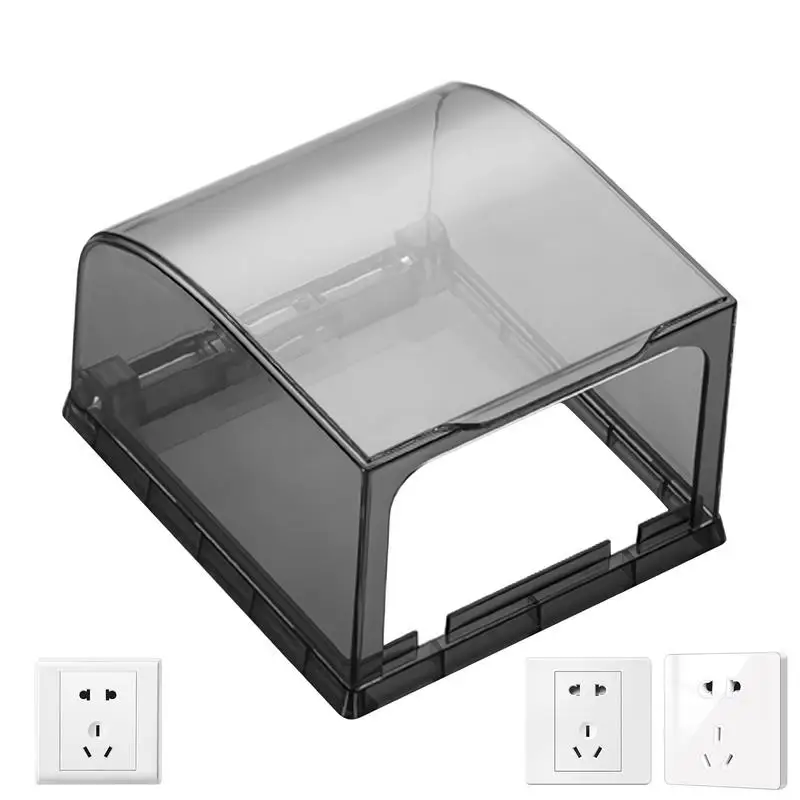 1pc 86 Type Self Adhesive Waterproof Electric Plug Cover Splash Box Sockets Switchs Protection Box Protector Bathroom Supplies