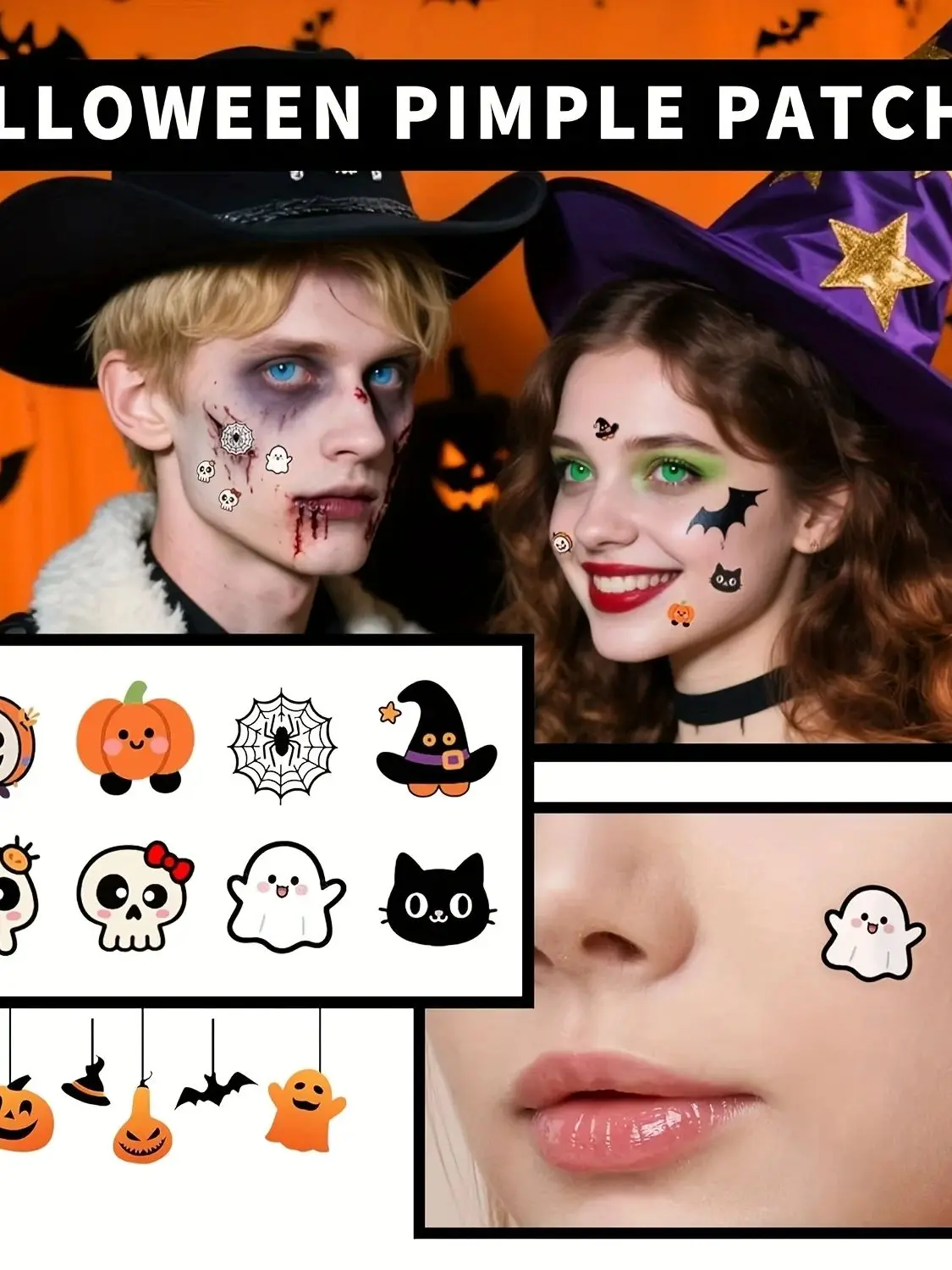 20 Stück Akne-Pflaster mit Halloween-Motiv, sanft, nicht reizend, wasserdicht, atmungsaktiv, für den täglichen Gesichtsgebrauch, niedliche Pickel-Aufkleber. – Detail 6