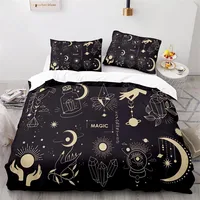 Boho Sun and Moon Duvet Cover Mysterious Astrology Bedding Set Microfiber Witch Wiccan Fortune-Telling Tarot Cards Quilt Cover 1