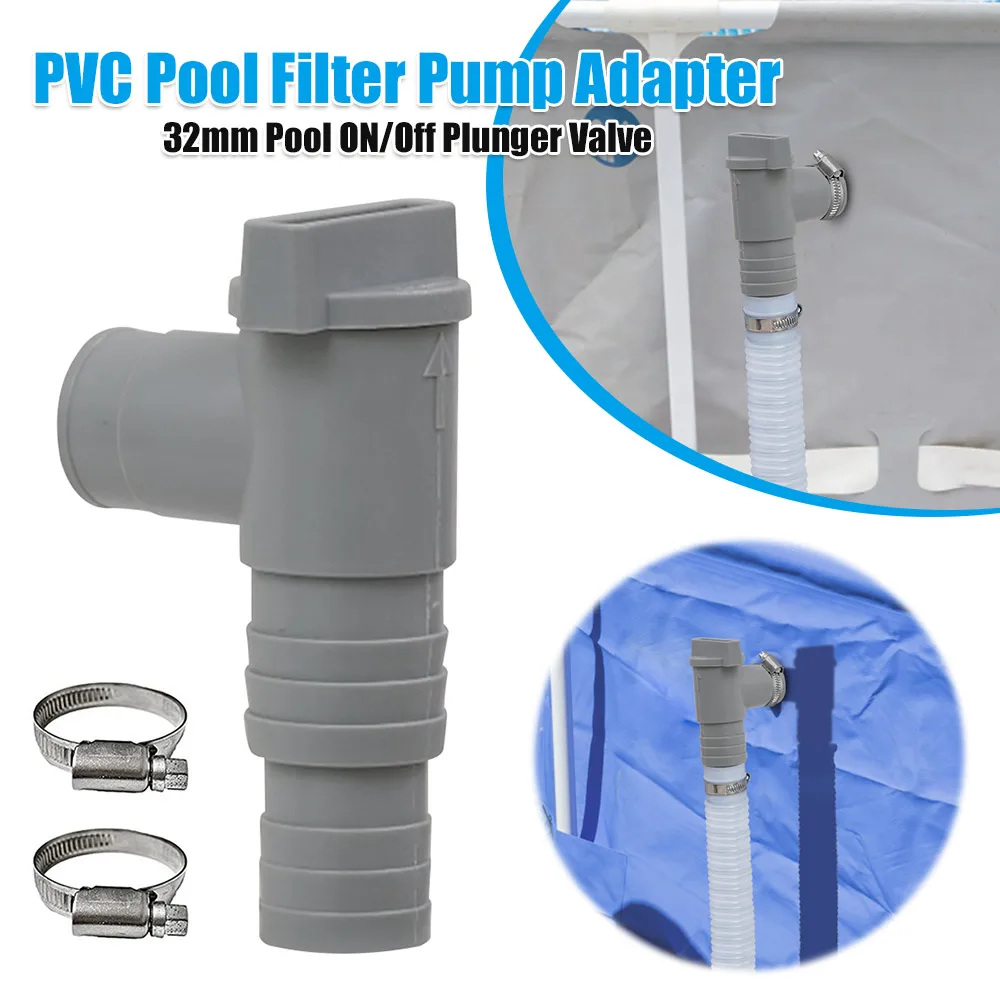 PVC Pool Hose Adapter 32mm Pool On/Off Plunger Valve Leak Proof Sealed Replacement for Outdoor Equipment Parts