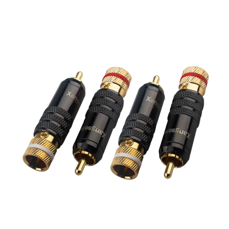 

4Pcs Copper RCA Plug 24K Gold Plated Self-locking HiFi Audio Signal Line Connector