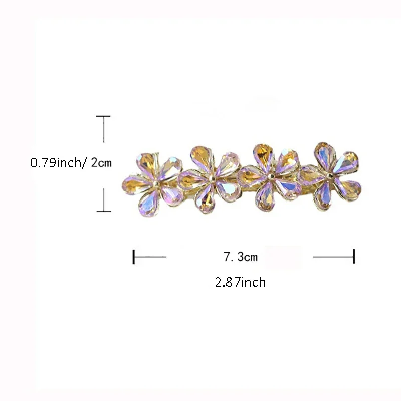 Exquisite Kristall Blume Frühling Clip Haar Clip Elegante frauen Hinterkopf Halb-gebunden Ein-wort Haarspangen koreanische Haar Zubehör – Detail 5