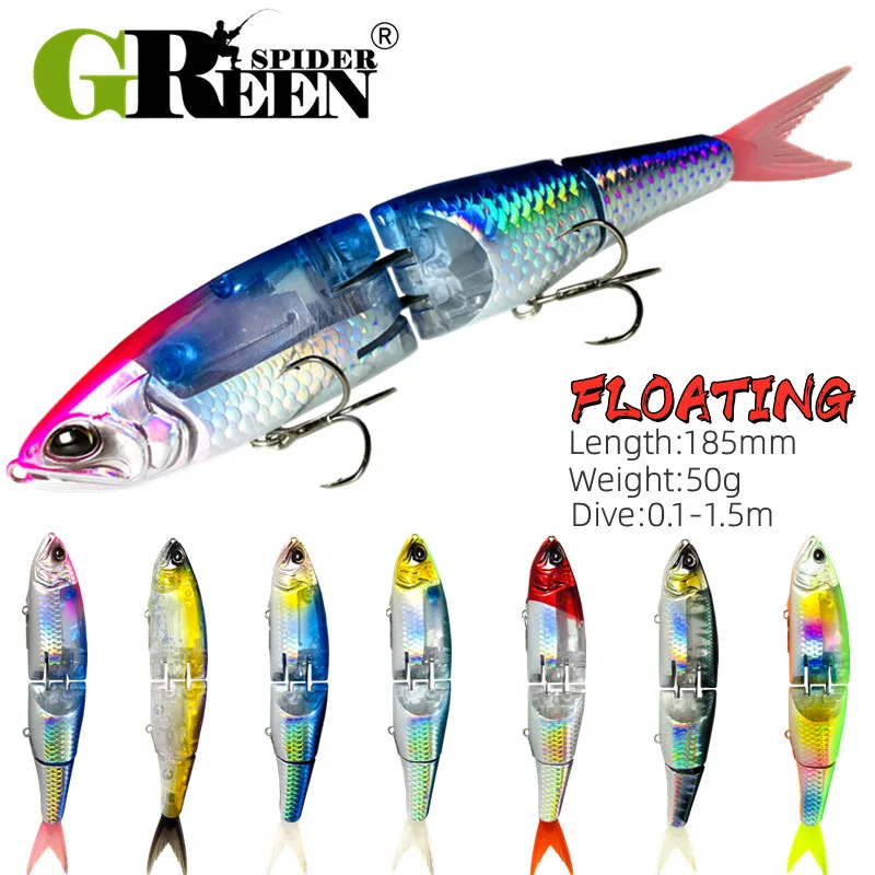 GREENSPIDER 2023 New Flash Flake Swimbaits 185mm/50g Fishing Lures Hard Body  Floating Jointed Bass Pike Fishing Bait