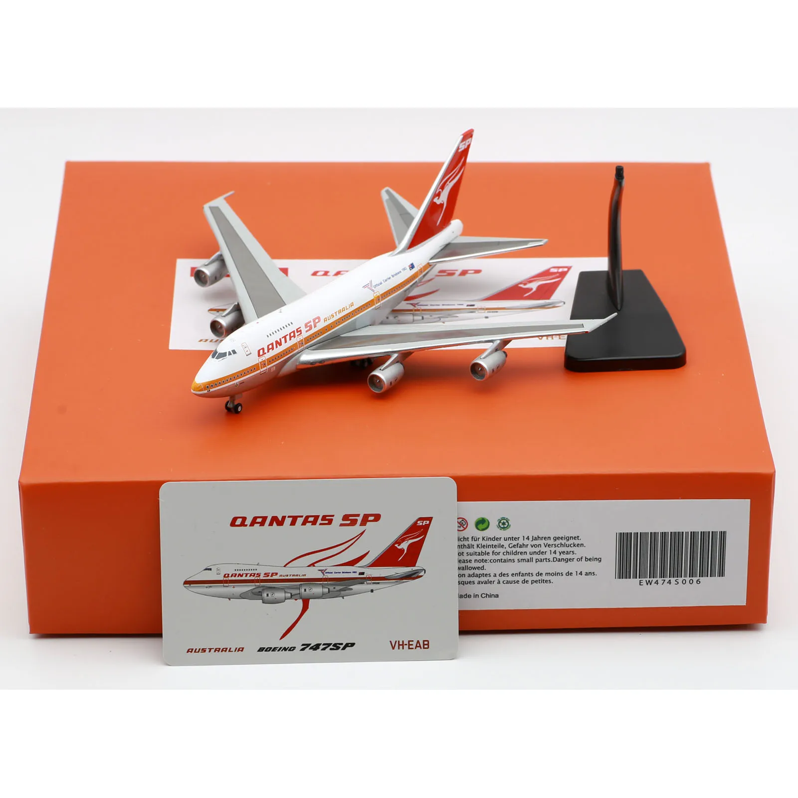 

EW474S006 Alloy Collectible Plane Gift JC Wings 1:400 Qantas Airlines Boeing B747SP Diecast Aircraft Jet Model VH-EAB With Stand
