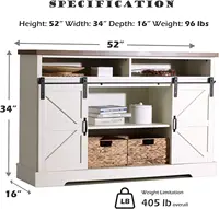 Farmhouse Coffee Bar Cabinet - Sliding Barn Door Kitchen Sideboard Buffet Storage Cabinet 2