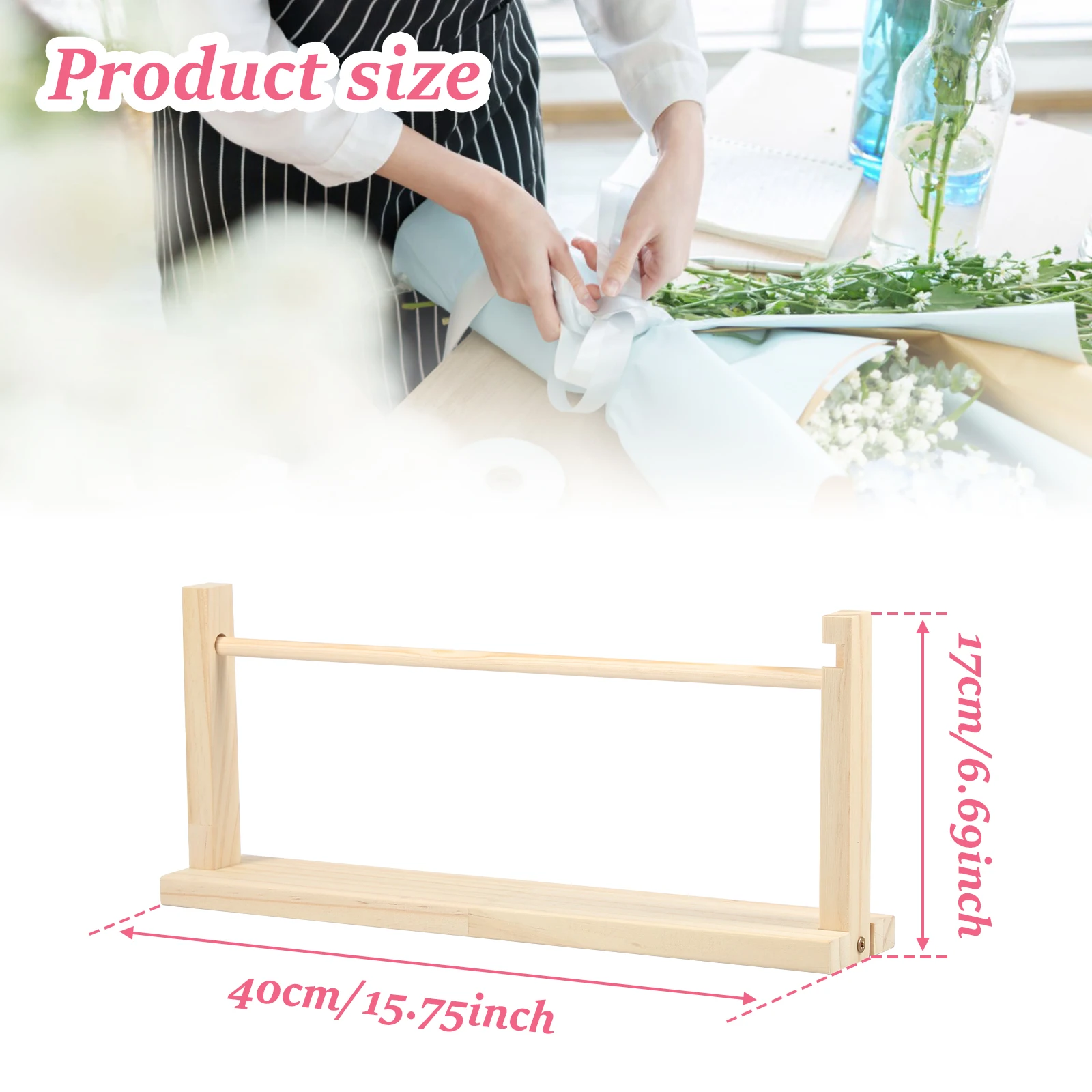 Single Layer Ribbon Storage Rack Wood Ribbon Organizer Countertop Racks Multifunctional Display Holder Home storage box